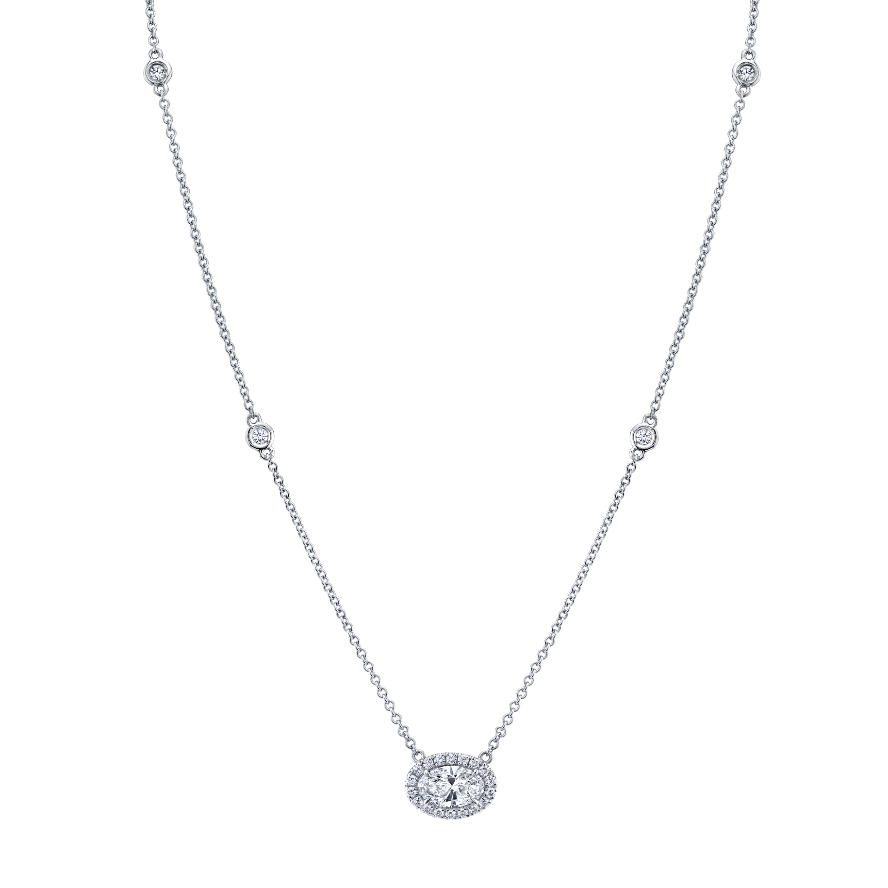 Petite Oval Cut Diamond Pendant