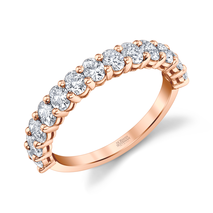 Oval Halfway Eternity Band in Yellow Gold