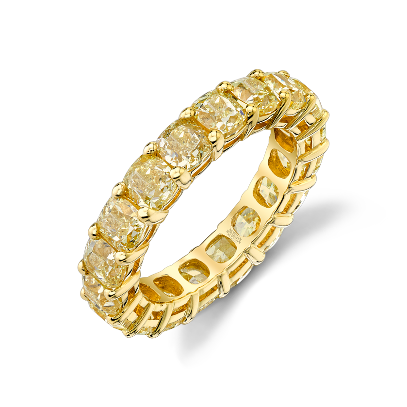 Asscher-Cut Diamond Eternity Band Set in 18k Yellow Gold