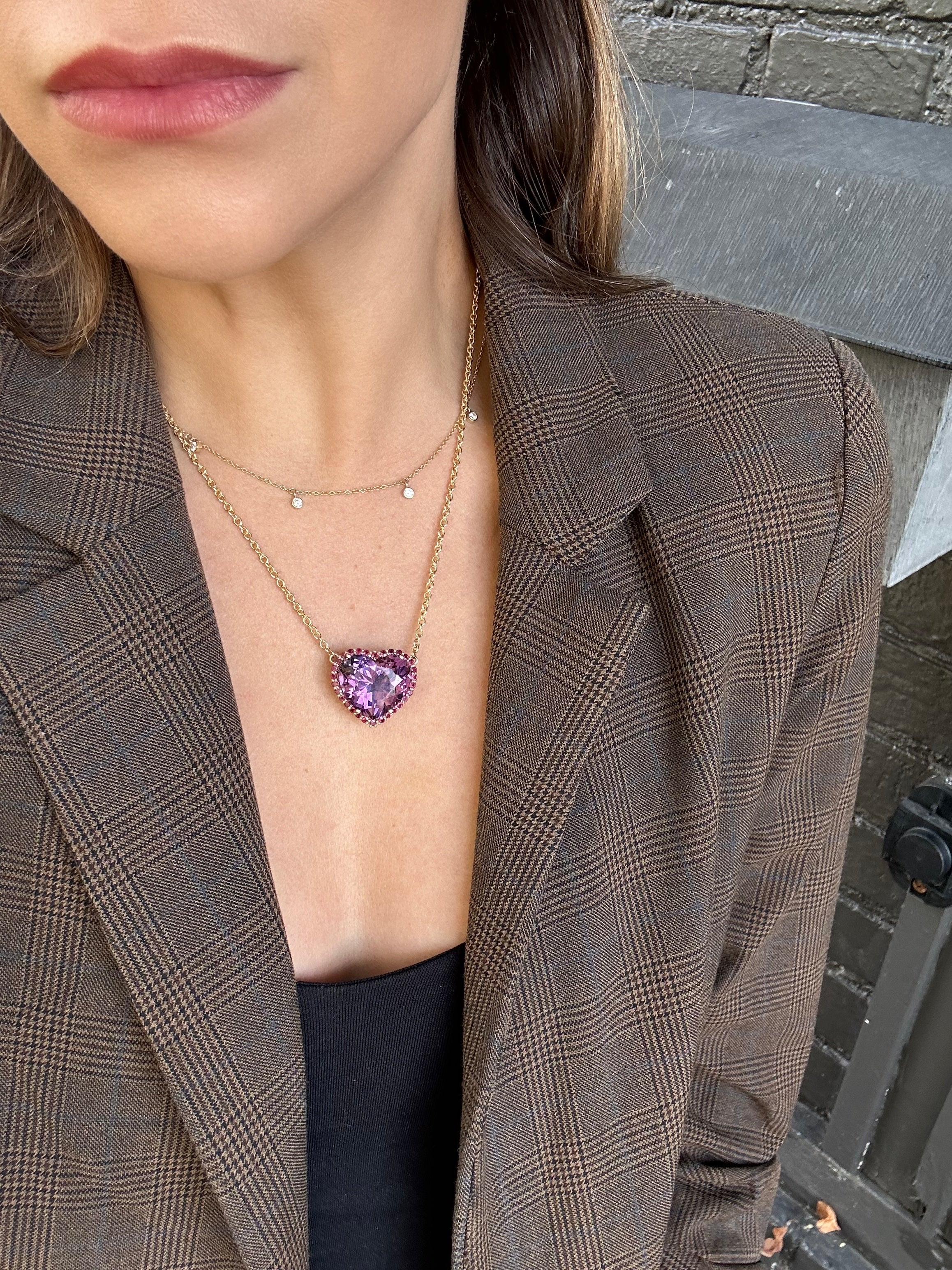 Amethyst and Ruby Heart Necklace