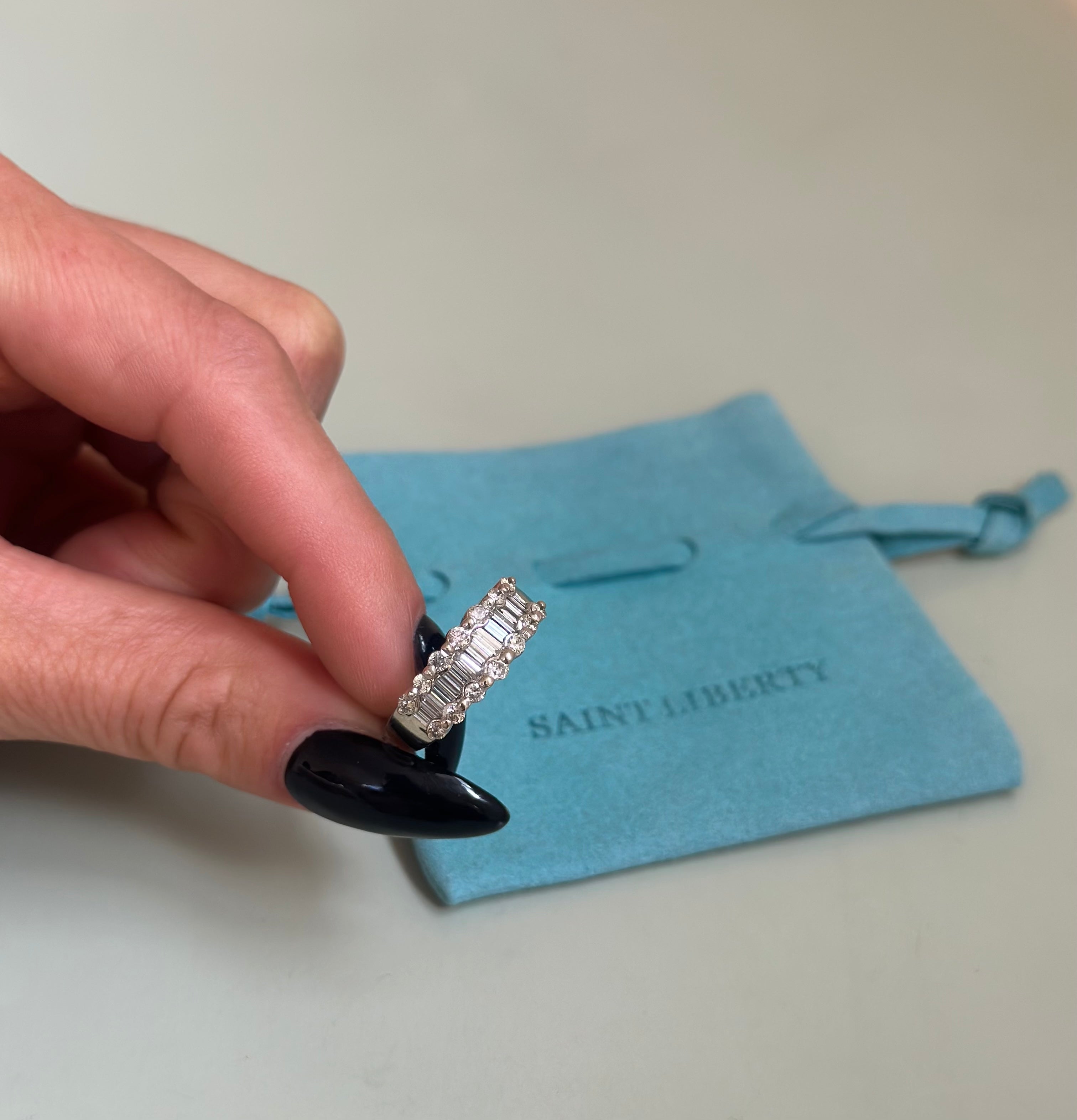 14KT White Gold and Diamond Band