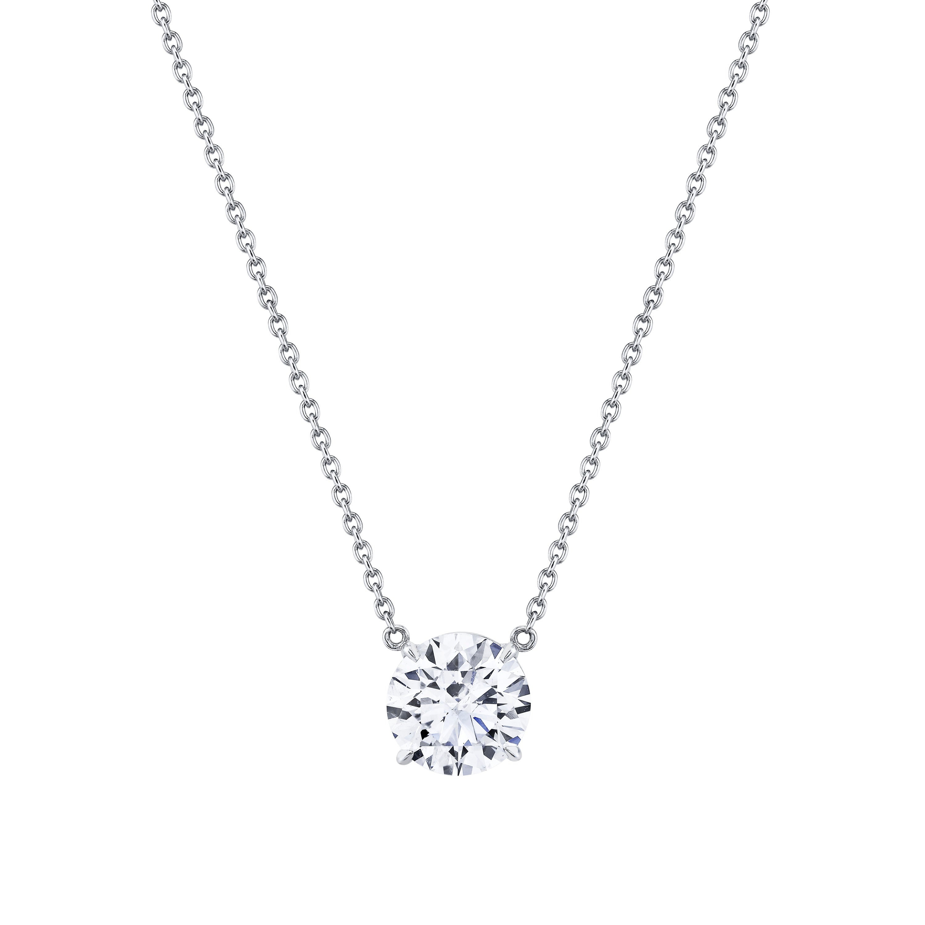 Round Diamond Pendant in 18k White Gold