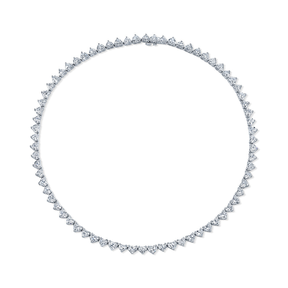 38 Carat 18k White Gold Carat Heart Shape Straight Line Necklace