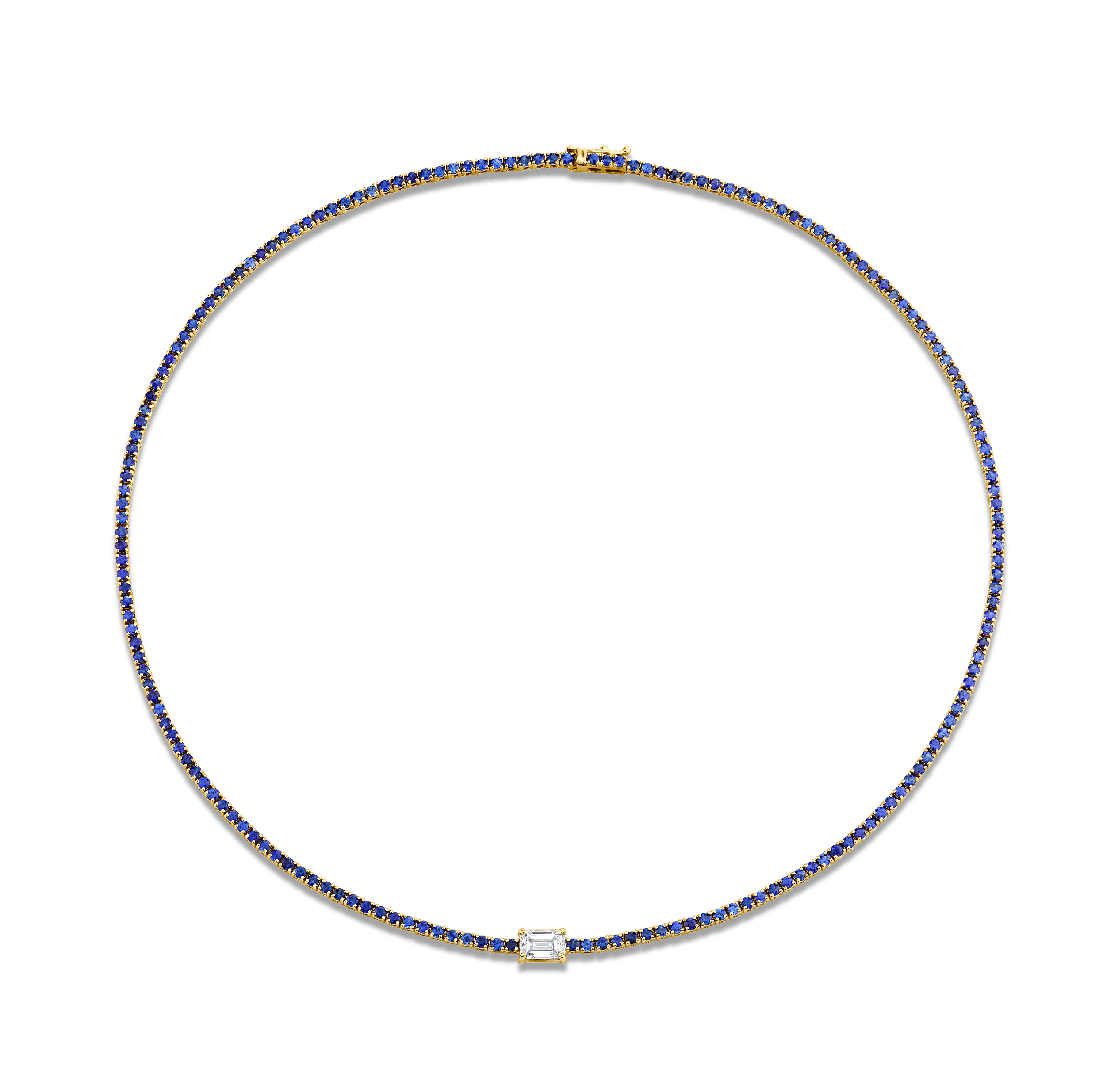 Straight Line Sapphire Necklace with Diamond Accent