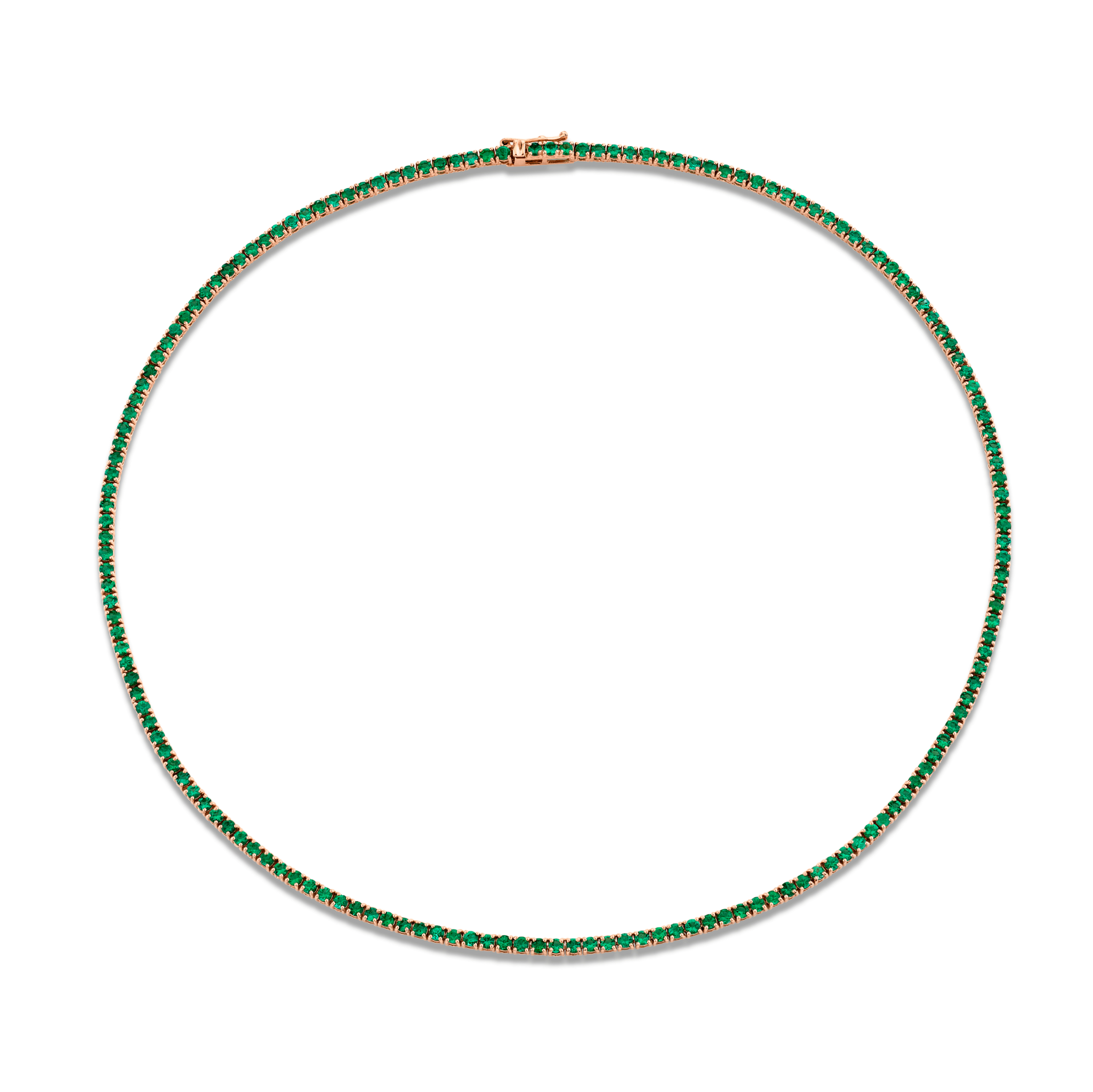 6.27 Carat 18k Yellow Gold Green Emerald Straight Line Necklace