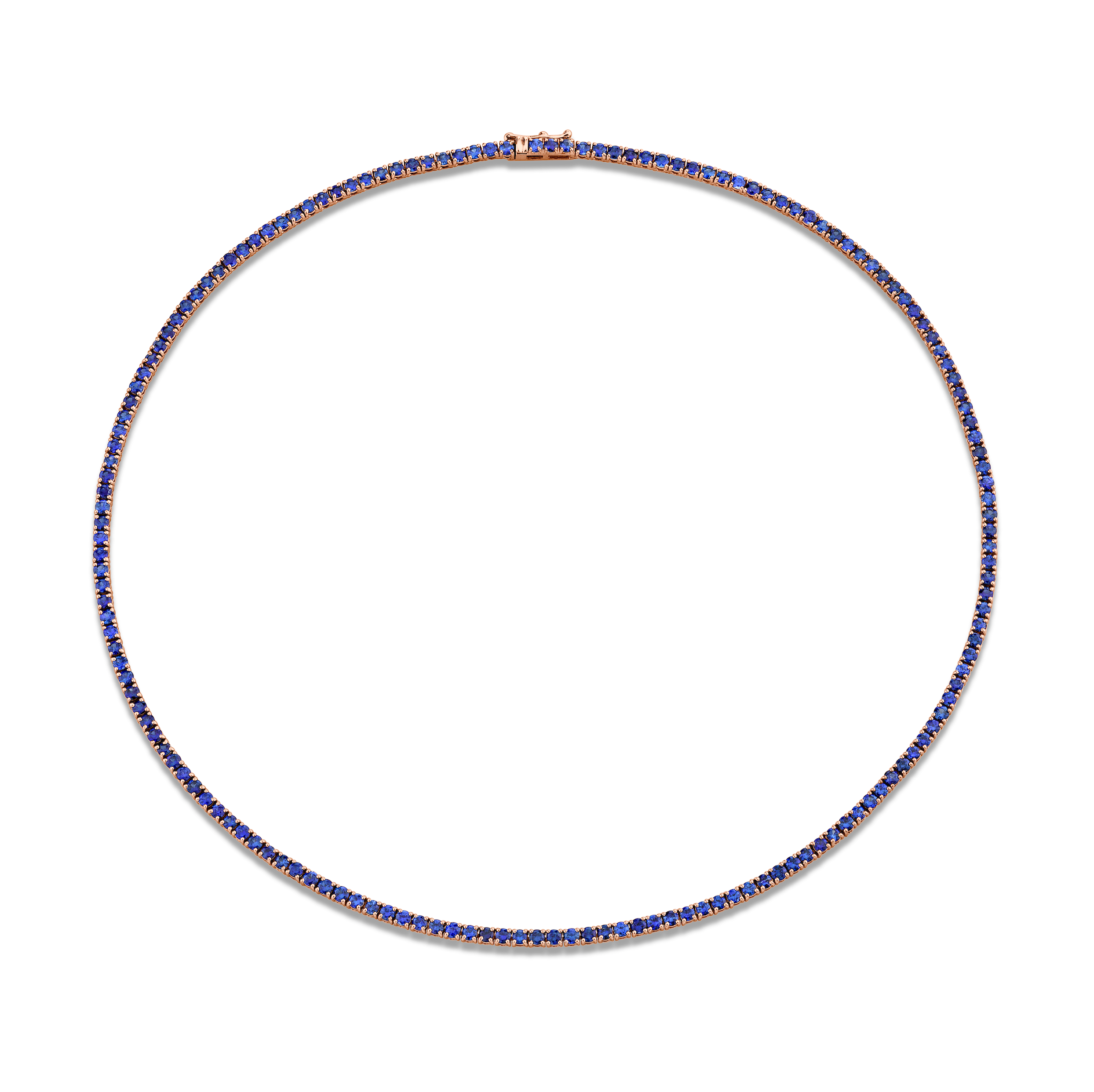 9.06 Carat 18k White Gold Blue Sapphire Straight Line Necklace