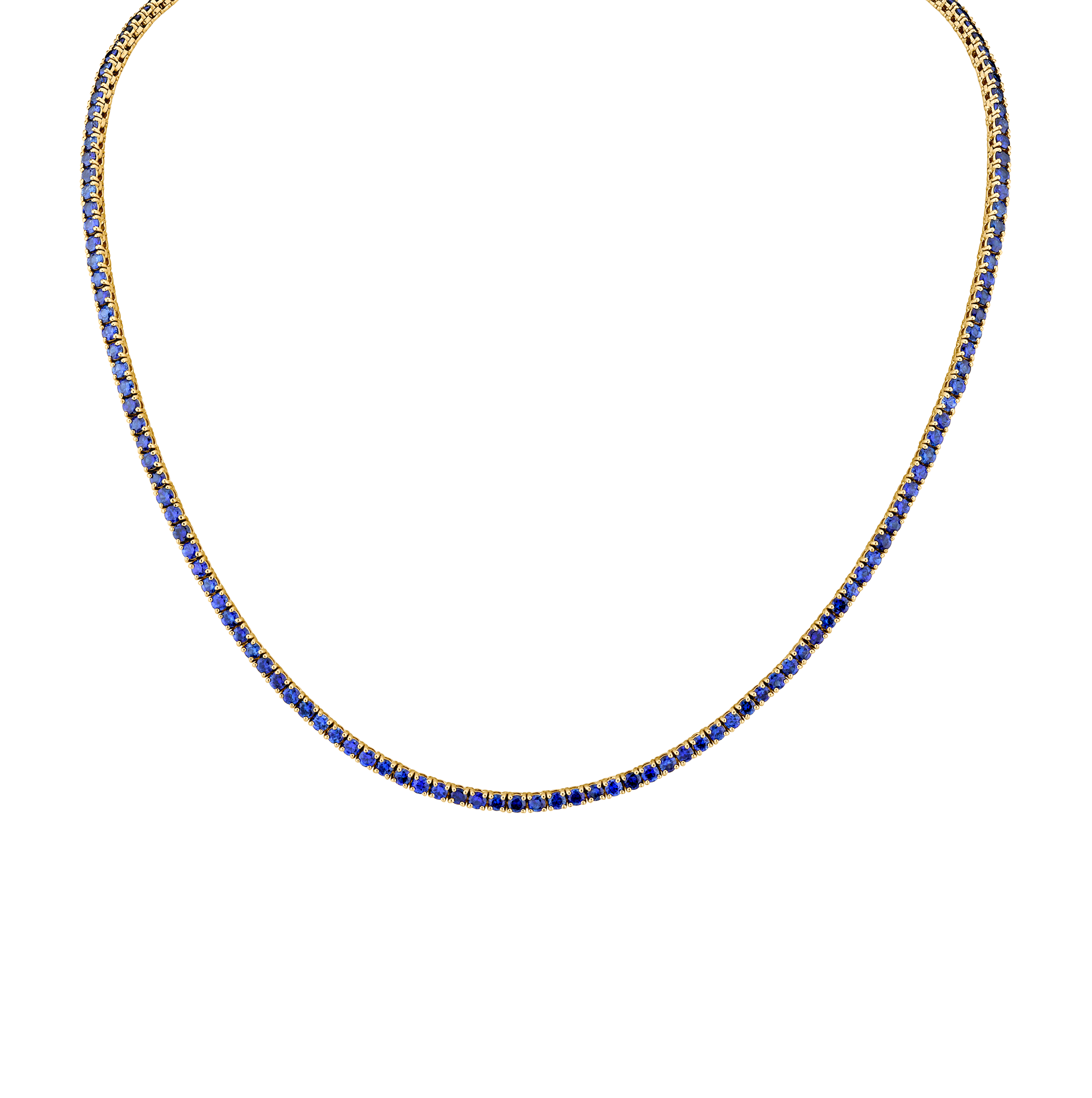 9.06 Carat 18k White Gold Blue Sapphire Straight Line Necklace