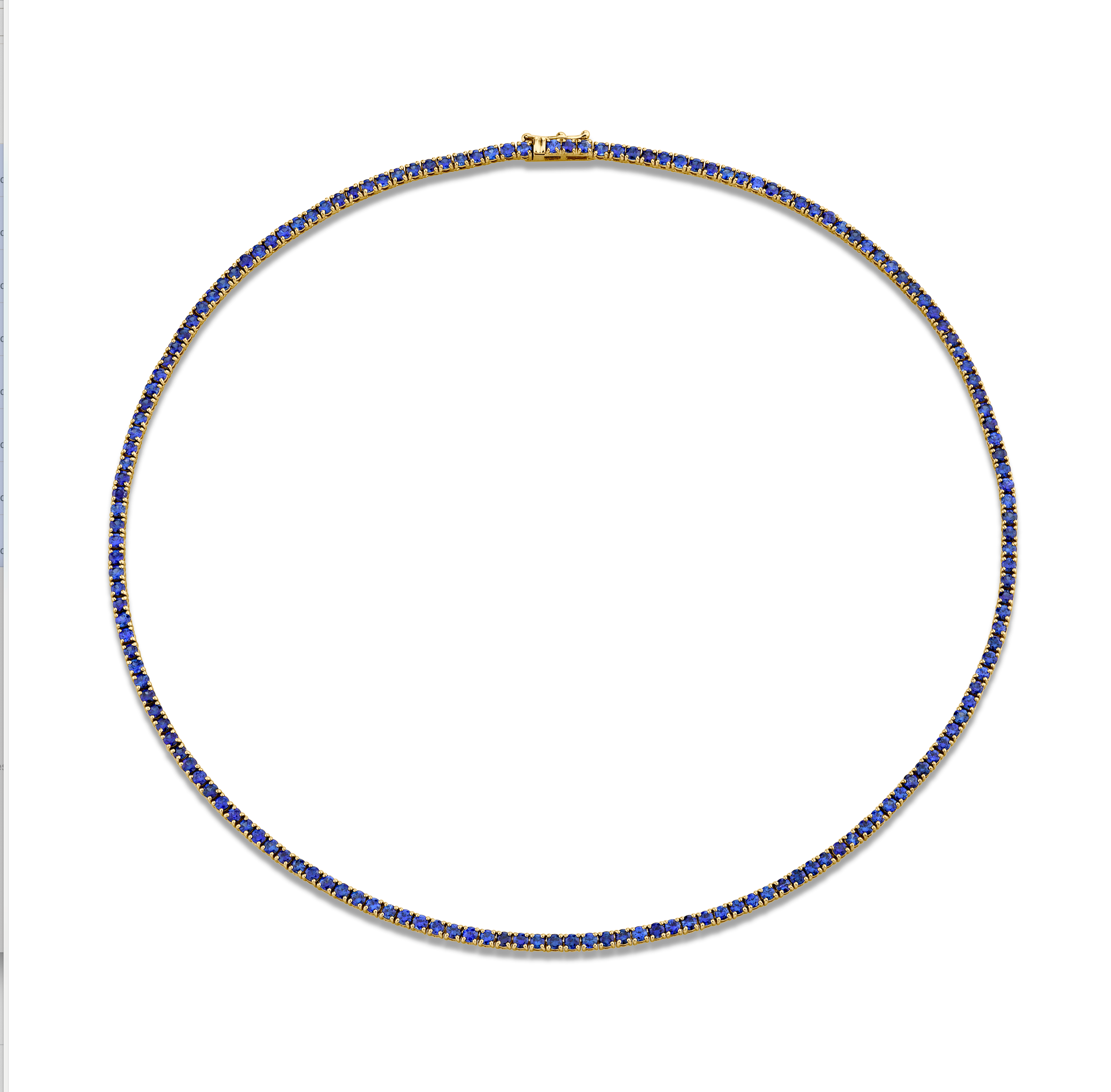 9.06 Carat 18k White Gold Blue Sapphire Straight Line Necklace