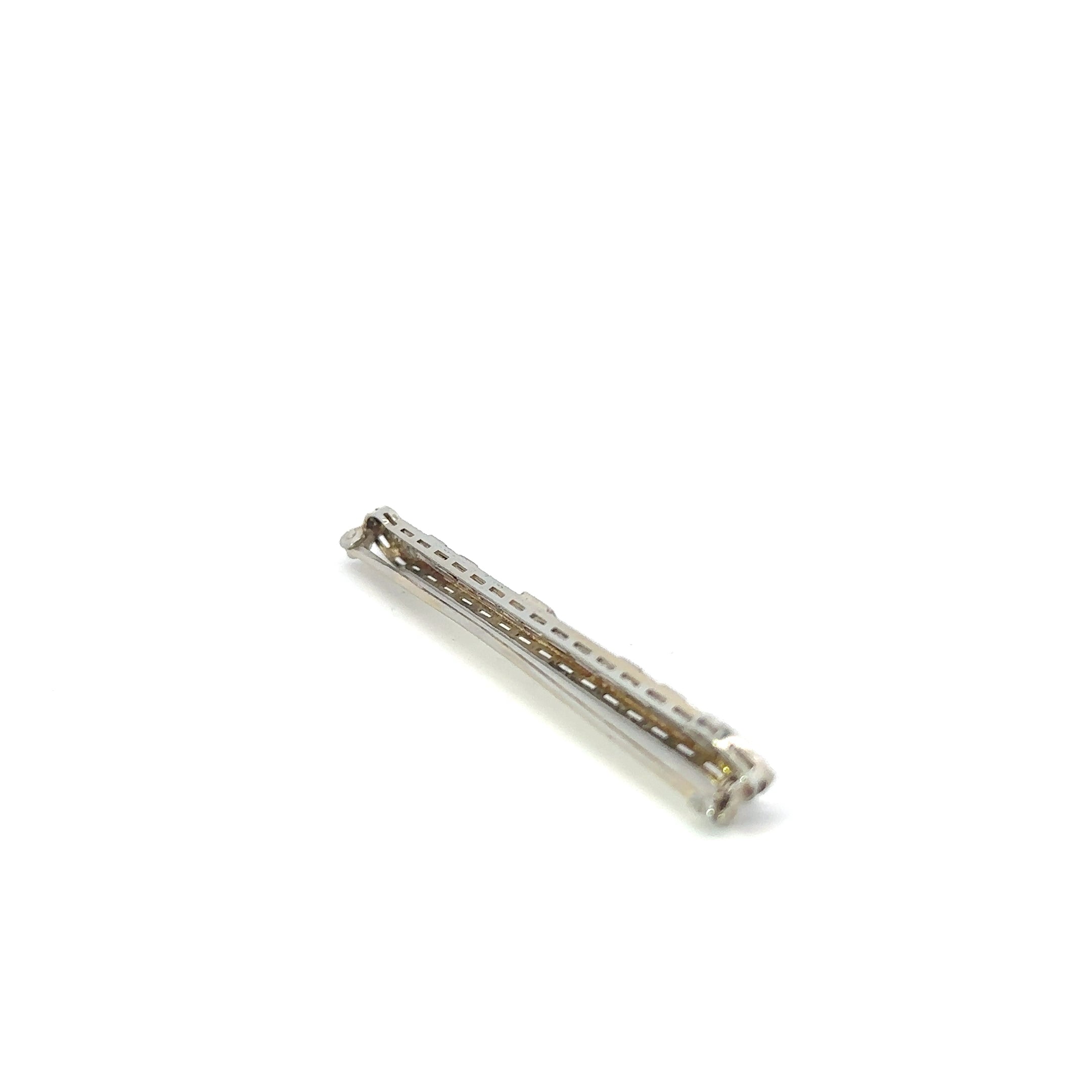 18KT White Pin w/ Diamonds Sapphires