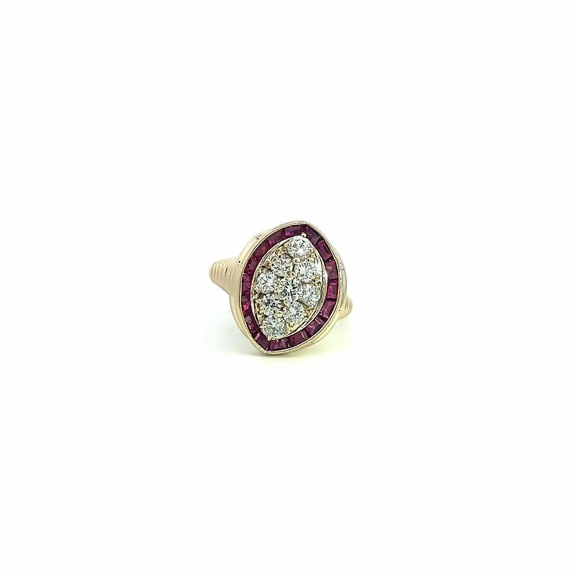 14KT Yellow Diamond and Ruby Ring