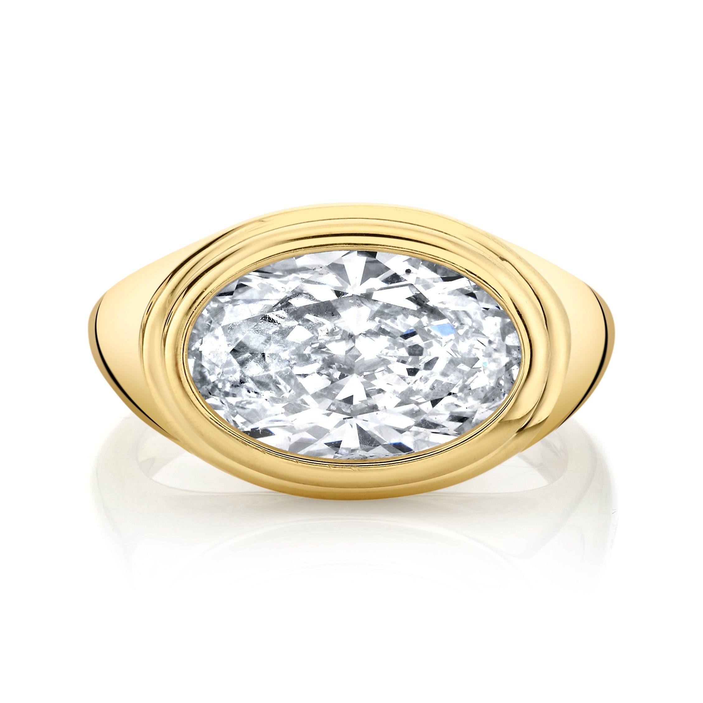 Bezel-set Oval Cut Diamond Ring