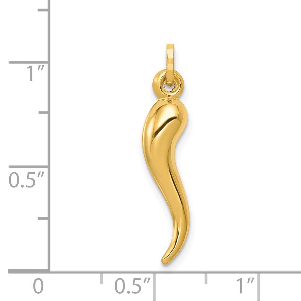 14KT Hollow 3D Italian Horn Charm - Chapel Hills Jewelry