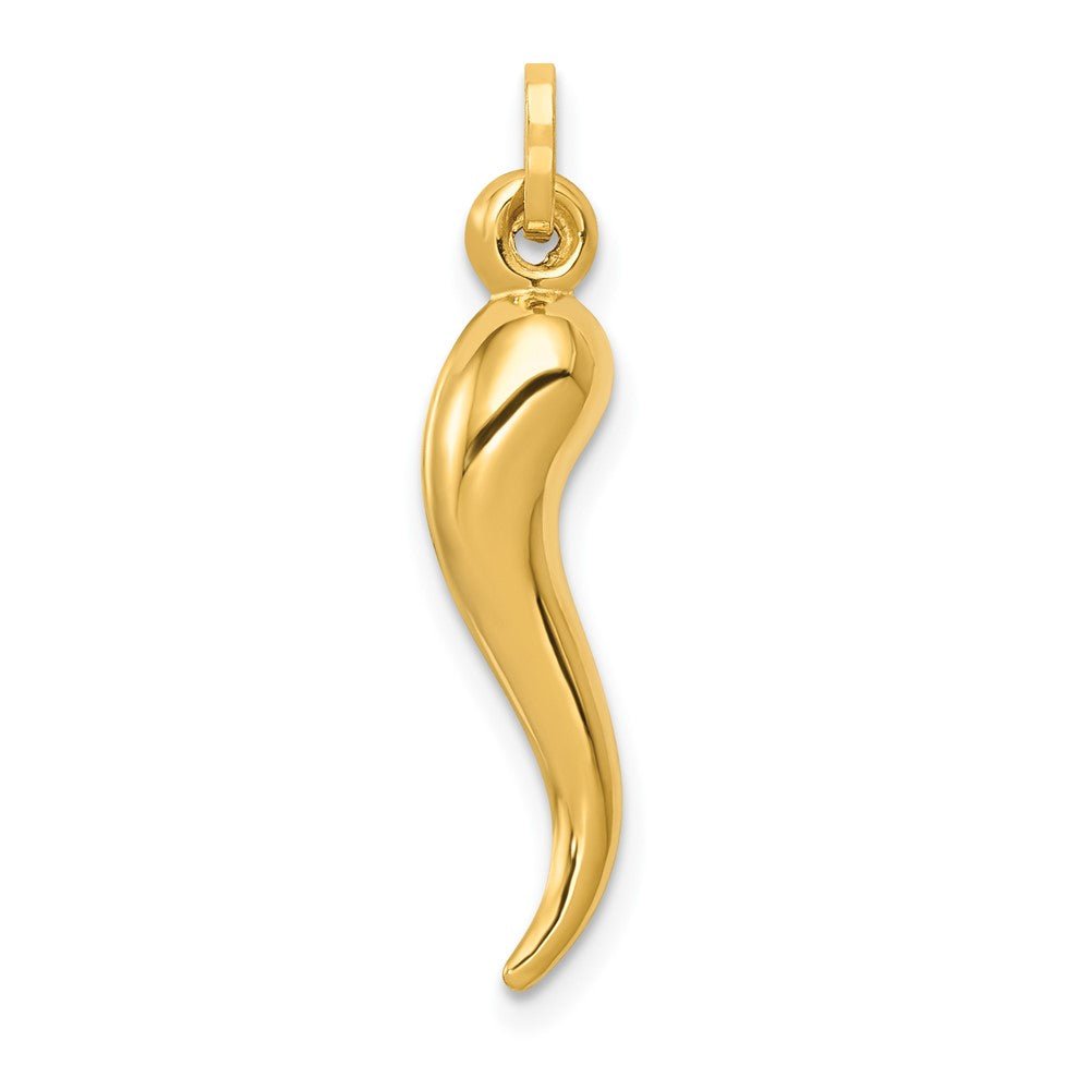 14KT Hollow 3D Italian Horn Charm - Chapel Hills Jewelry