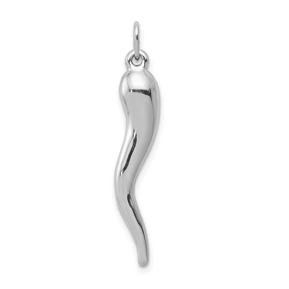 14KT Hollow White Gold 3D Italian Horn Charm - Chapel Hills Jewelry