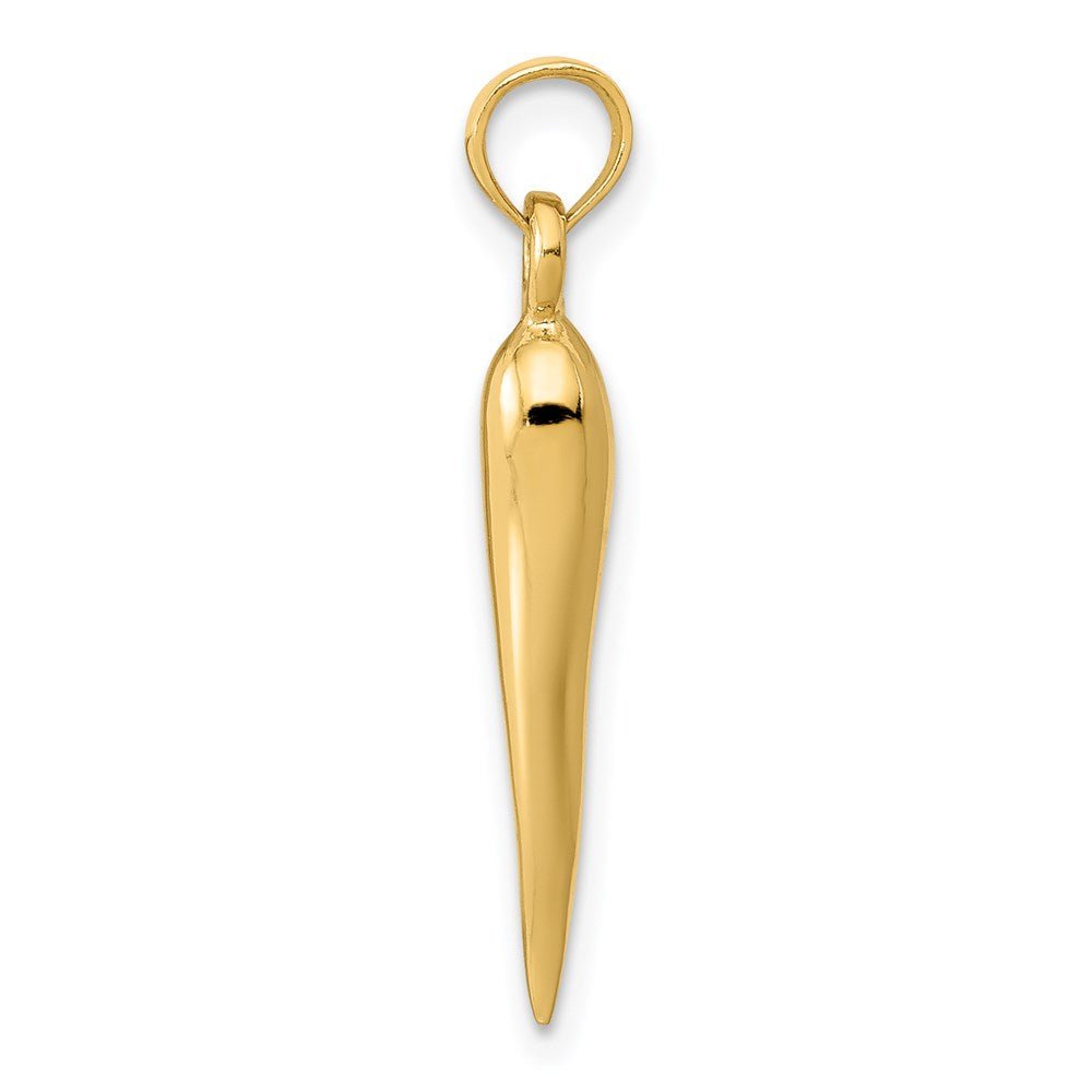 14KT Solid Medium 3D Italian Horn Pendant - Chapel Hills Jewelry