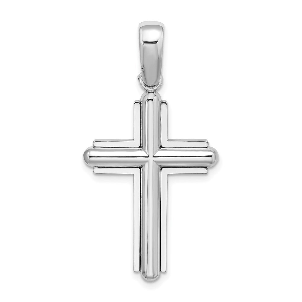 14KT White Gold Beveled Cross - Chapel Hills Jewelry