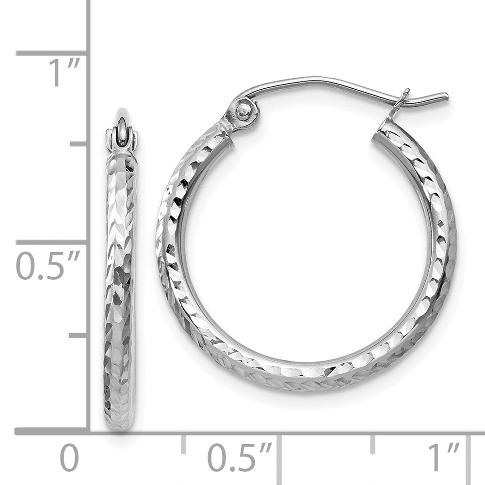 14KT White Gold Diamond-Cut 2mm Round Tube Hoop Earrings - Chapel Hills Jewelry