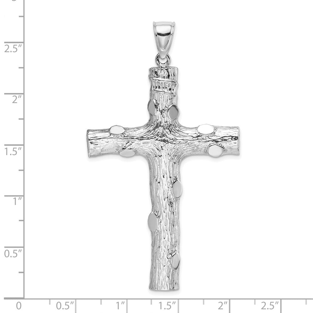 14KT White Gold Large Tree Textured Cross - Chapel Hills Jewelry