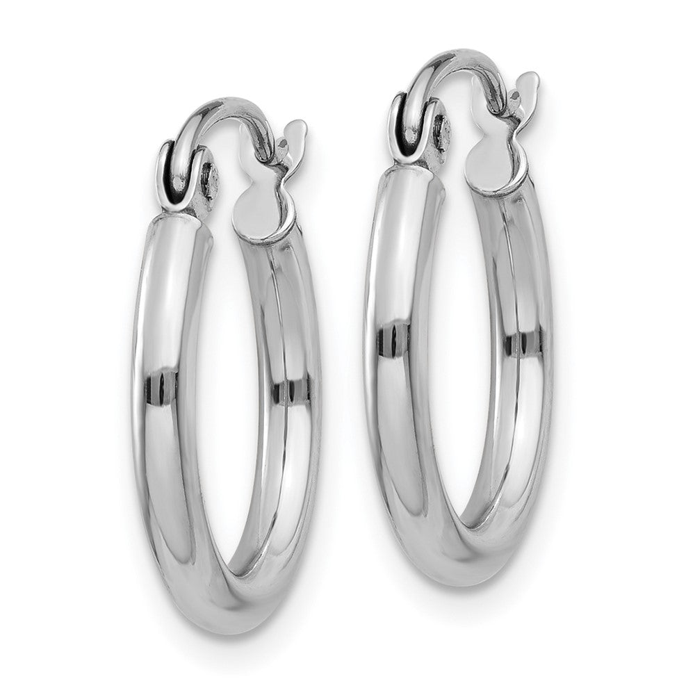 14KT White Gold Polished 15mm Lightweight Tube Hoop Earrings - Chapel Hills Jewelry