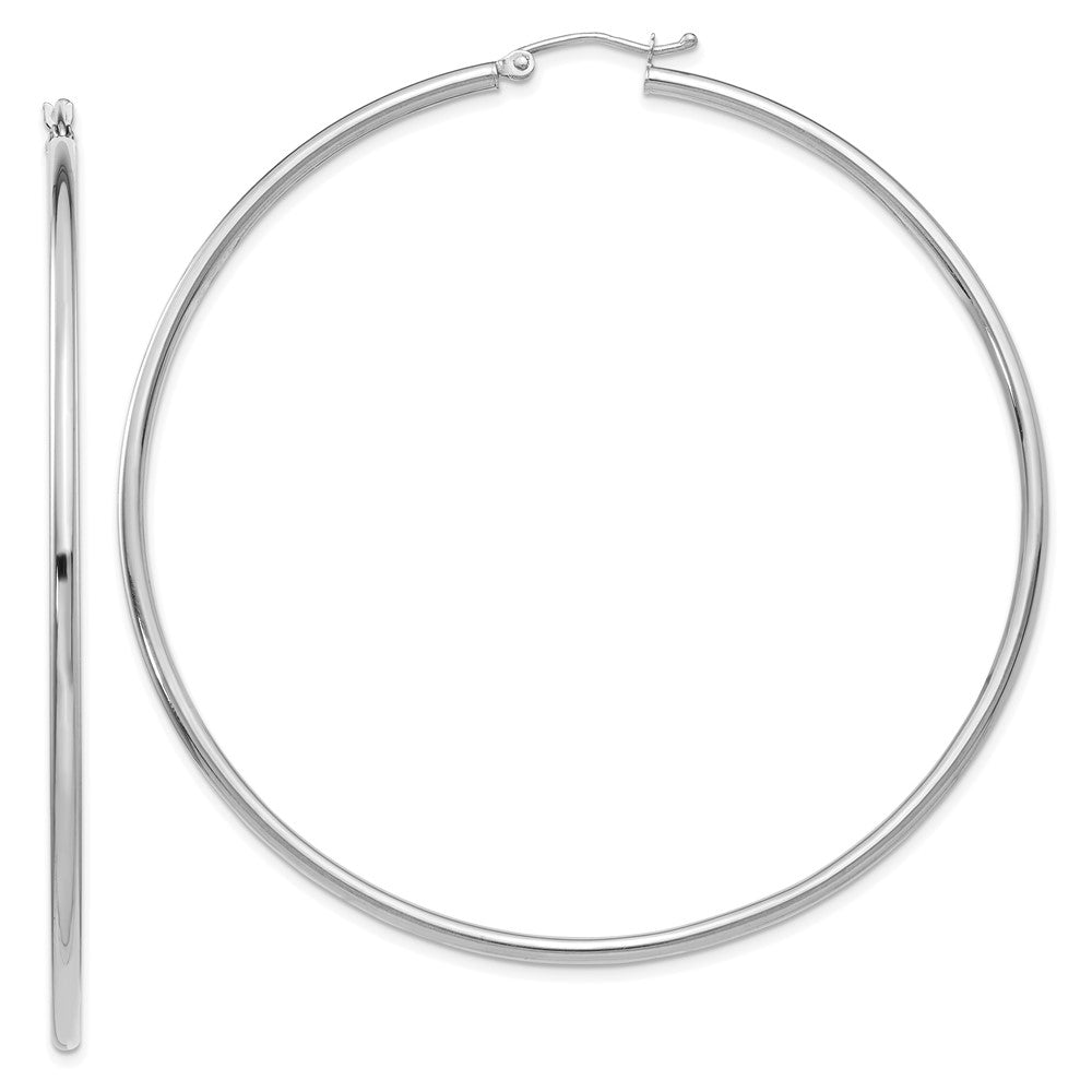 14KT White Gold Polished 2.5mm Lightweight Tube Hoop Earrings - Chapel Hills Jewelry