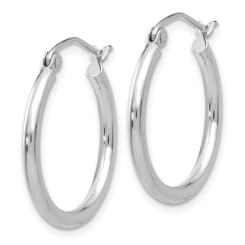 14KT White Gold Polished 2x20mm Lightweight Tube Hoop Earrings - Chapel Hills Jewelry