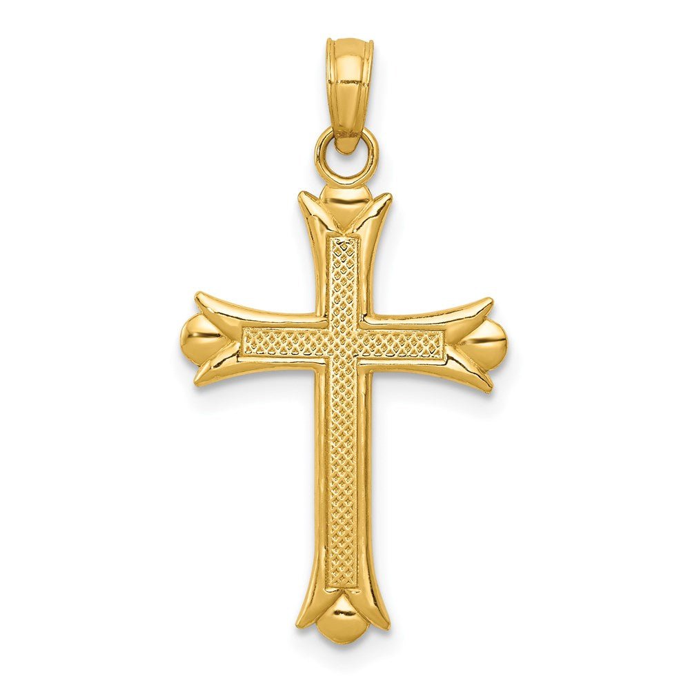 14KT Yellow Gold Fleur De Lis Cross - Chapel Hills Jewelry