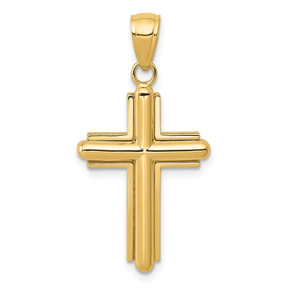 14KT Yellow Gold Polished Beveled Stick Cross - Chapel Hills Jewelry