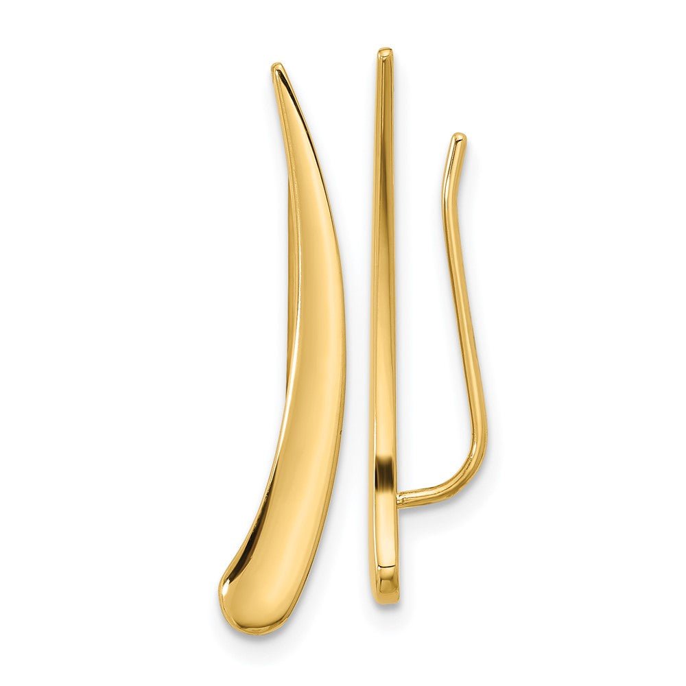 14KT Yellow Gold Polished Pointed Ear Climber Earrings - Chapel Hills Jewelry