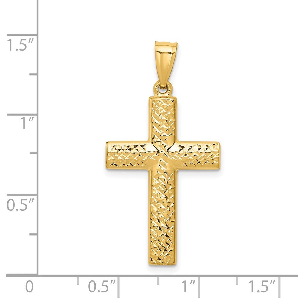 14KT Yellow Gold Reversible Textured/Polished Cross - Chapel Hills Jewelry