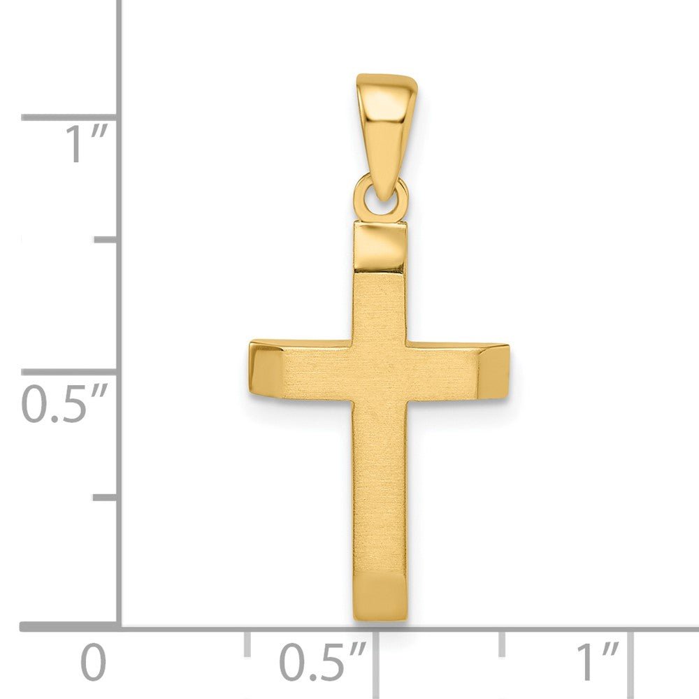 14KT Yellow Gold Satin/Polished Beveled Small Latin Cross - Chapel Hills Jewelry