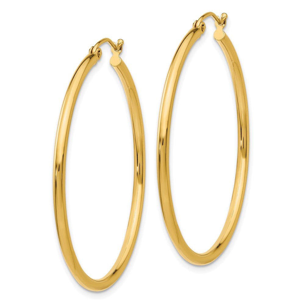 14KT Yellow Polished 2x40mm Lightweight Tube Hoop Earrings - Chapel Hills Jewelry