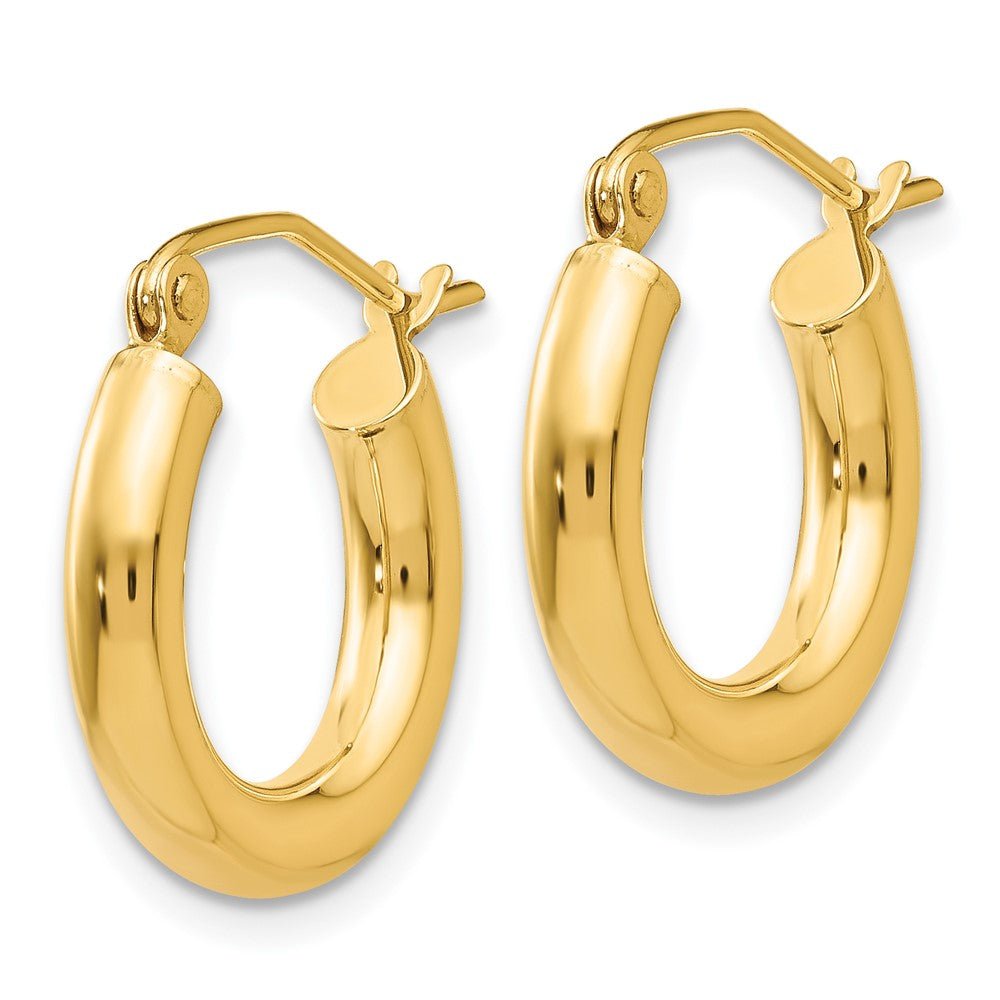 14KT Yellow Polished 3mm Lightweight Tube Hoop Earrings - Chapel Hills Jewelry